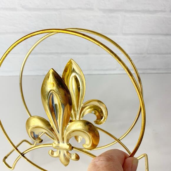 Vintage Fleur De Lis Napkin Holder Letter Wire Gold Toned Mid Century MCM - Picture 4 of 6
